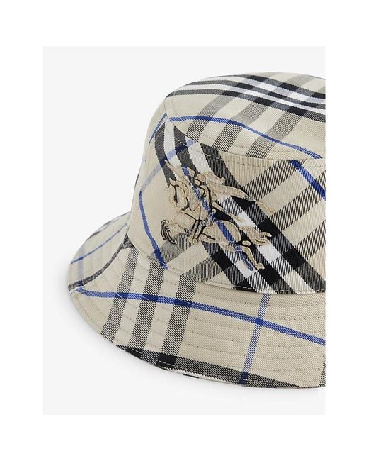 Burberry White Check-pattern Cotton-blend Bucket Hat