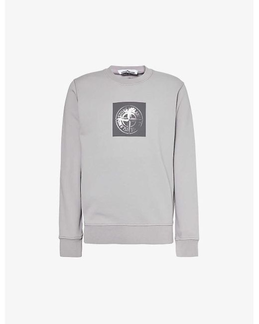 Stone Island Gray Compass Graphic-print Cotton-jersey Sweatshirt Xx for men