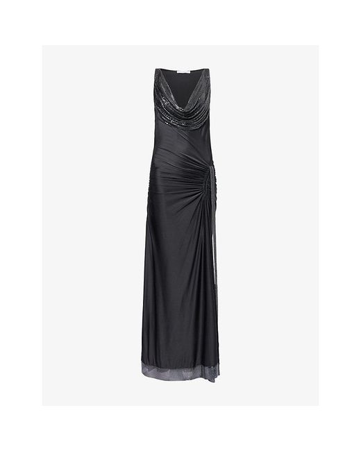 Rabanne Black Robe Chainmail Jersey Maxi Dress