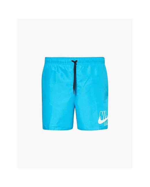 Nike Blue Logo Slide 5' Volley Drawstring Waistband Straight Leg Regular-Fit Swim Shorts for men