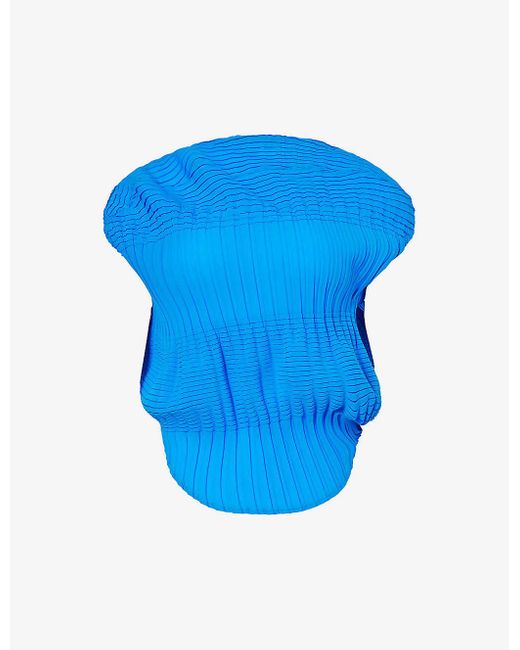 Issey Miyake Blue Aerate Pleated Knitted Top