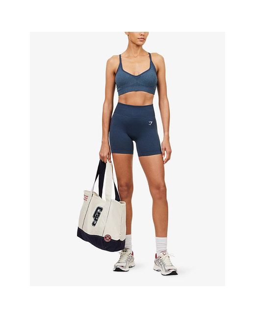 GYMSHARK Blue Interval Seamless Logo-Print Shorts