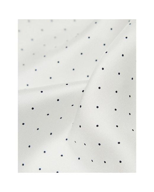 Reiss Gray Liam Polka-Dot Logo-Print Silk Pocket Square for men
