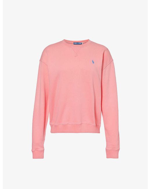 Polo Ralph Lauren Pink Logo-embroidered Cotton-jersey Sweatshirt