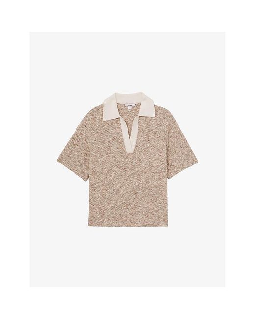 Reiss Natural Sam Cotton-Blend Knit Polo Shirt