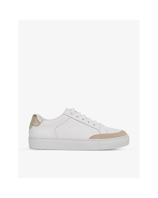 Reiss White Ashley Contrast-panel Leather Low-top Trainers