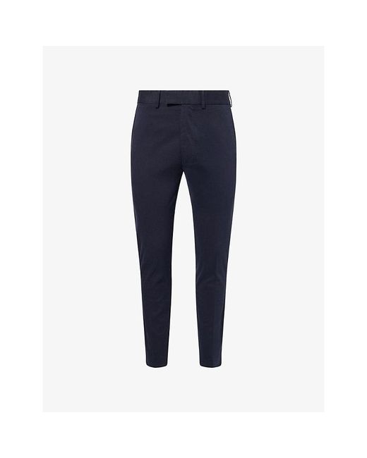 Tom Ford Blue Slim-Leg Mid-Rise Stretch-Cotton Chino Trousers for men