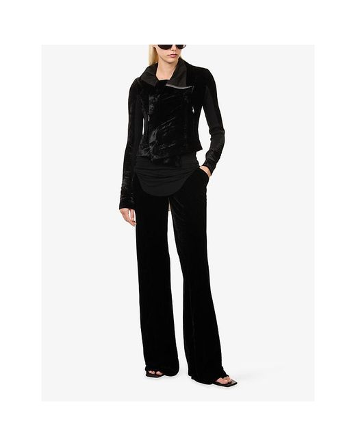 Rick Owens Black Bias Wide-Leg Velvet Trousers