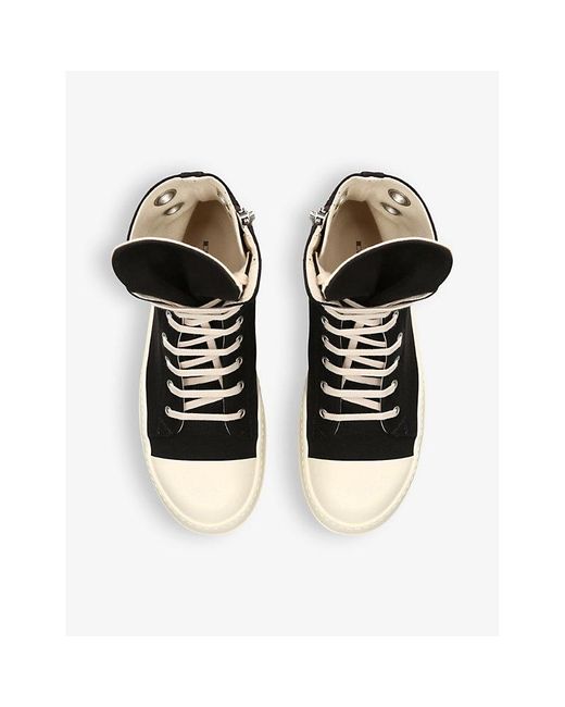 Rick Owens Black Contrast-toe Lace-up Canvas High-top Trainers for men