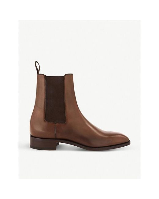 Christian Louboutin Brown Samson Flat Calf Patine Boots for men