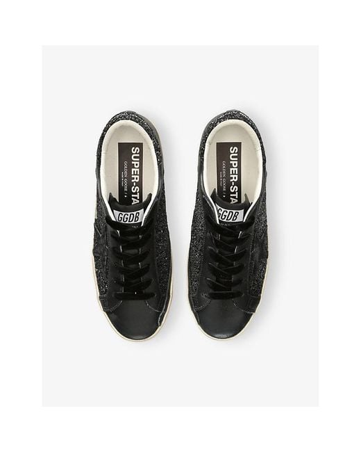 Golden Goose Deluxe Brand Black Super Star 90100 Glitter-Embellished Leather Low-Top Trainers