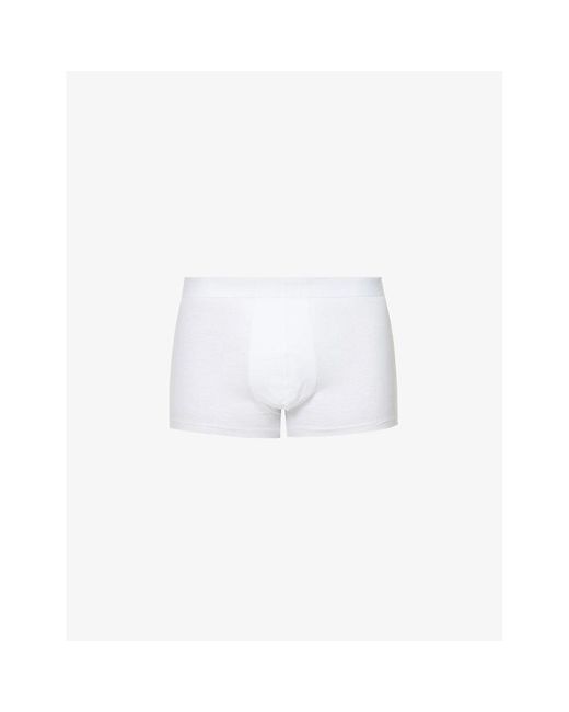 Derek Rose White Jack Branded-Waistband Stretch-Cotton Trunks for men