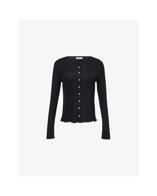 Skall Studio Black Edie Scoop-Neck Cotton-Knit Cardigan