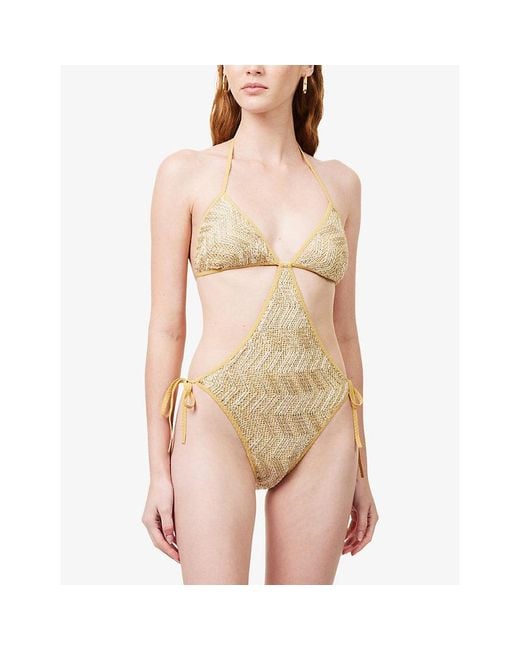 Missoni Metallic Zigzag Cut-Out Swimsuit