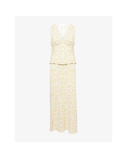 Reformation Natural Ryan Floral-Print Crepe Two-Piece Set