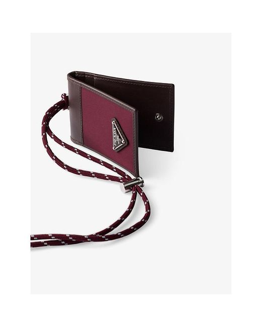 Prada Purple Speedrock Re-Nylon And Leather Card Holder With Strap for men