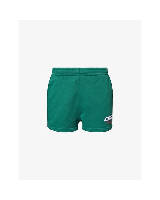 Casablancabrand Green Racing Graphic-print Organic Cotton-jersey Shorts