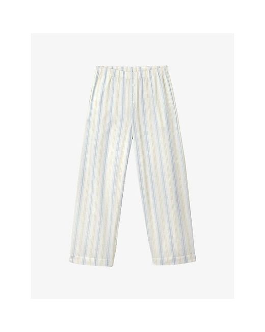 The White Company White Striped Relaxed-Fit Cotton Pyjama Trousers