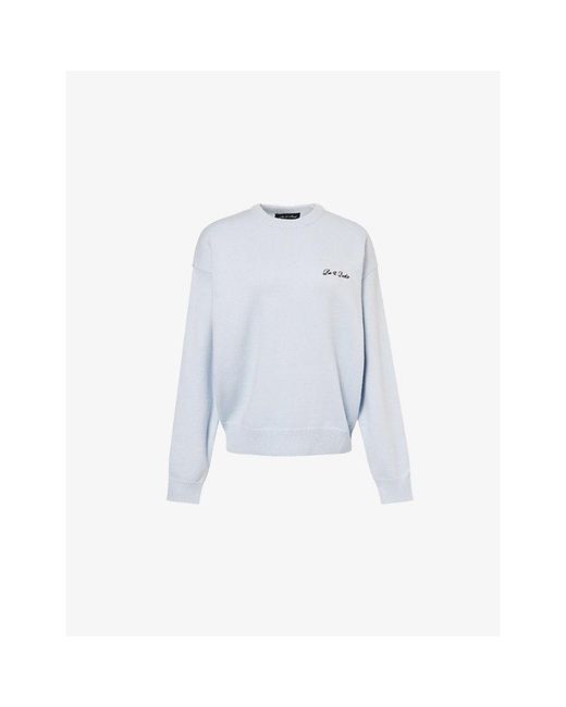 Ru & Rocka Blue Brand-Embroidery Round-Neck Knitted Jumper
