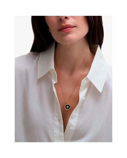 Astley Clarke Metallic Polaris Large 18Ct, Onyx And Sapphire Locket Necklace