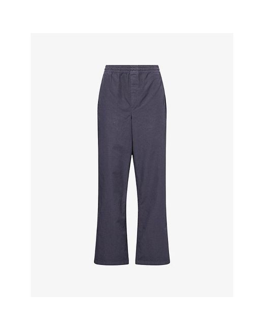 Palmes Blue Lucien Wide-Leg Cotton Trousers for men