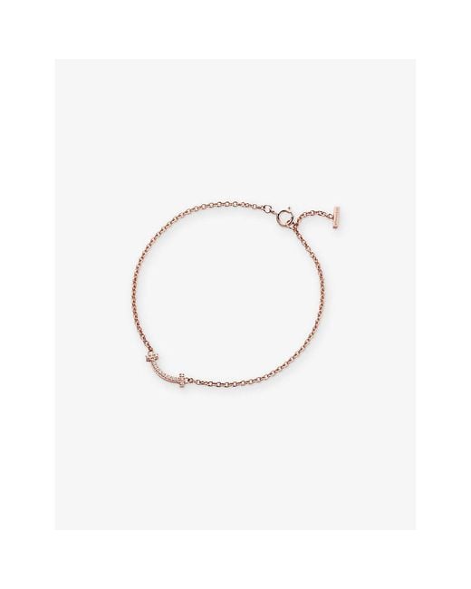 Tiffany & Co White Tiffany T Smile 18Ct Rose- And Diamond Bracelet
