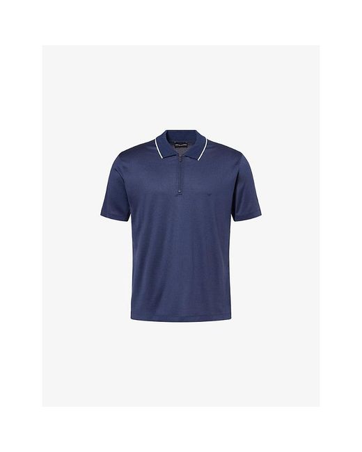 Emporio Armani Blue Logo Short-Sleeve Knit Polo Shirt for men