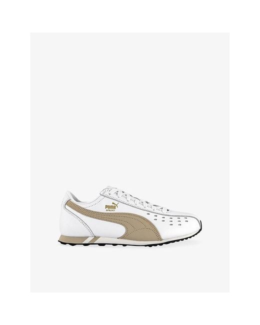 PUMA White Dusty Tan Sprint Leather Trainers for men