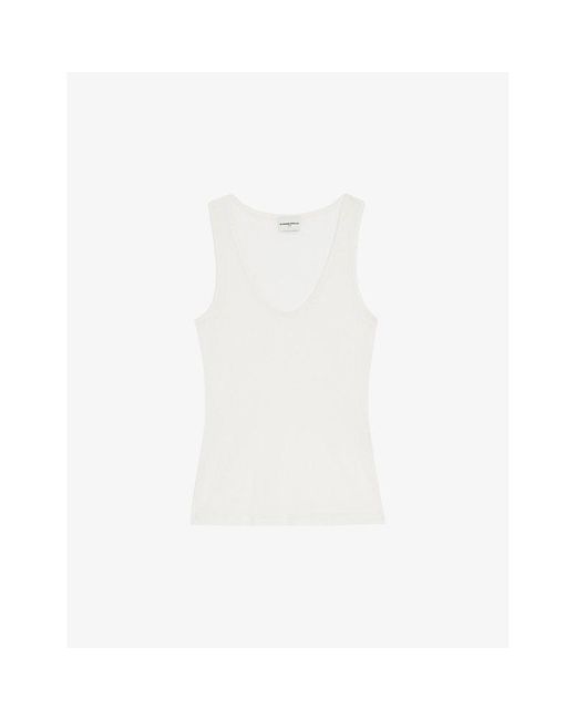 Claudie Pierlot White Scoop-neck Modal And Silk Vest Top