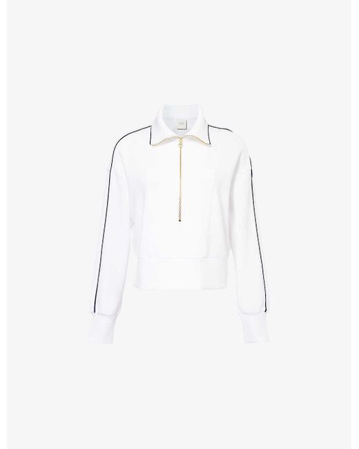 Varley White Davenport Relaxed-fit Stretch-woven Sweatshirt