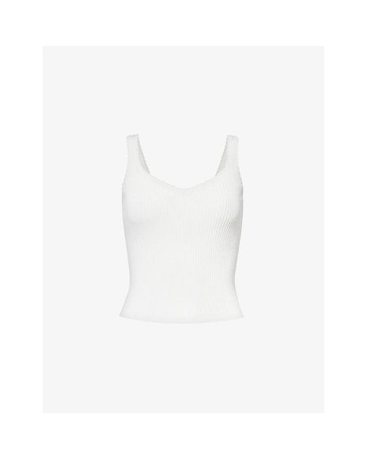 PAIGE White Odile Ribbed Knitted Top