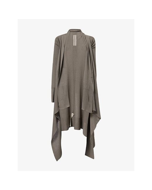 Rick Owens Gray Draped Long Wool Cardigan