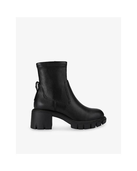 KG by Kurt Geiger Black True Sock Faux-Leather Ankle Boots
