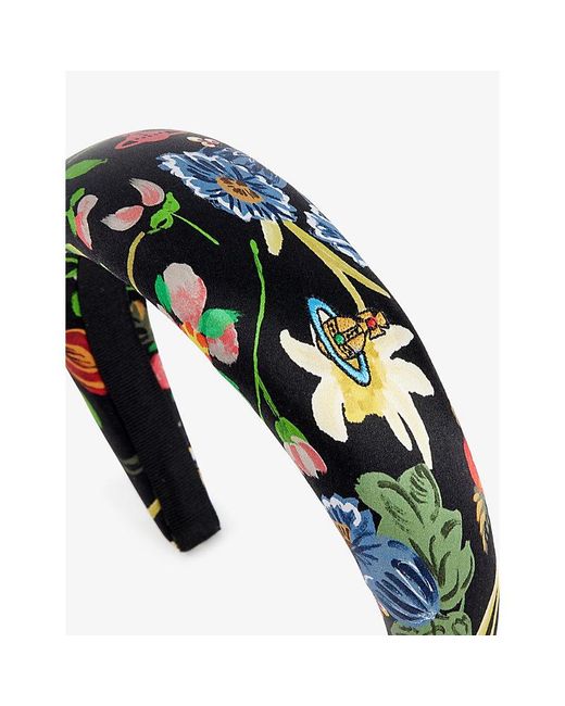 Vivienne Westwood Black Folk Floral-print Silk Headband