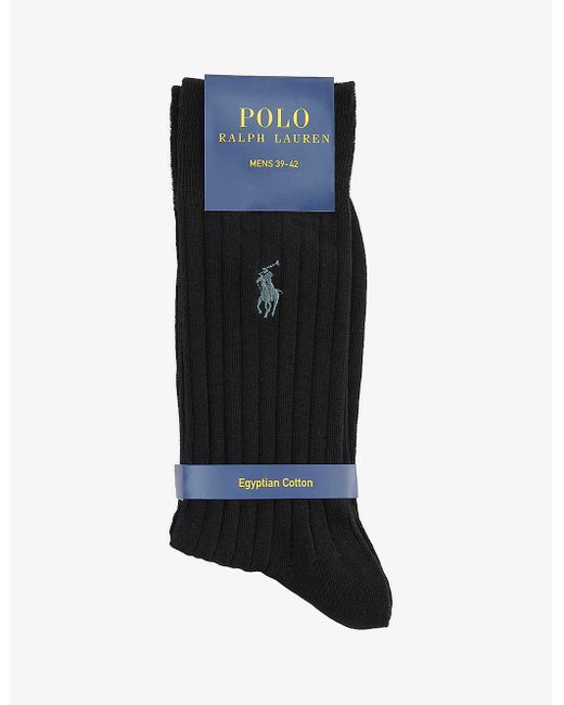 Polo Ralph Lauren Logo-embroidered Stretch-cotton Blend Socks in Black for  Men | Lyst