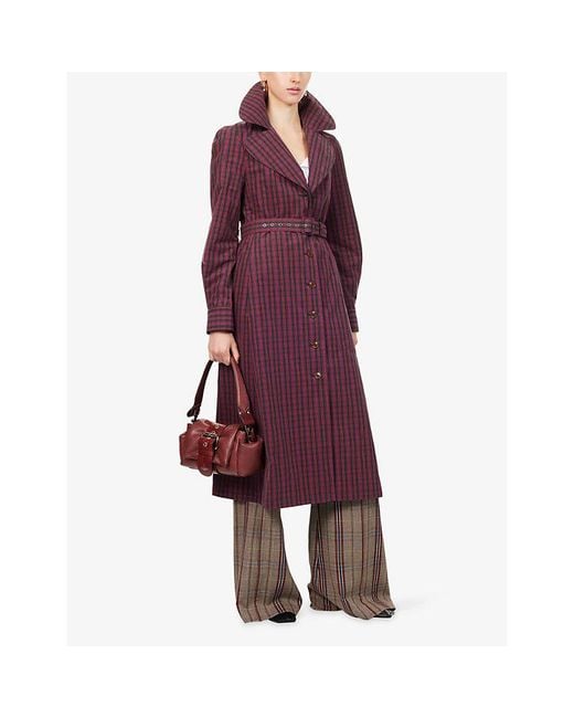 Vivienne Westwood Purple Liska Striped Draped Cotton Mac Coat