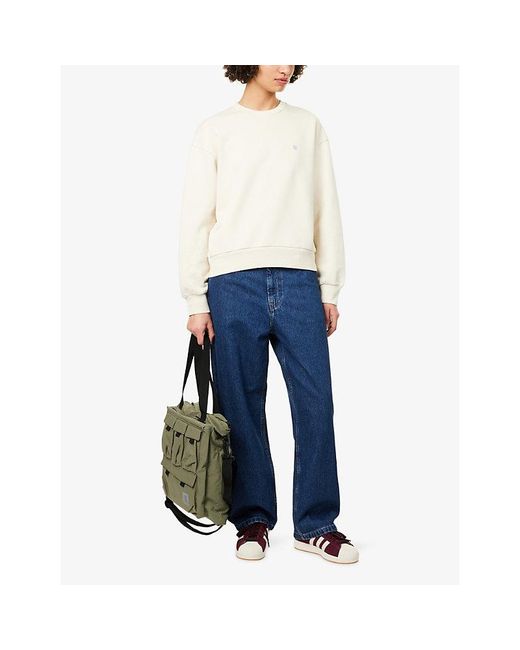 Carhartt White Casey Logo-Embroidered Cotton Sweatshirt