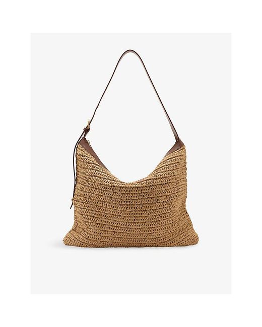 Reiss Brown Margot Slouchy Raffia Tote Bag