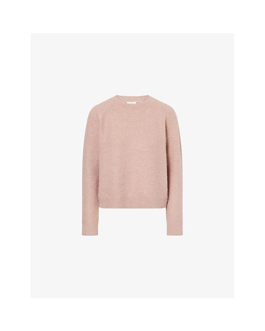 Vince Pink Round-Neck Brushed Stretch-Wool Blend Jumper