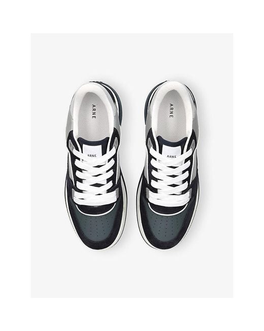 Arne Blue Basket Leather And Mesh Trainers for men