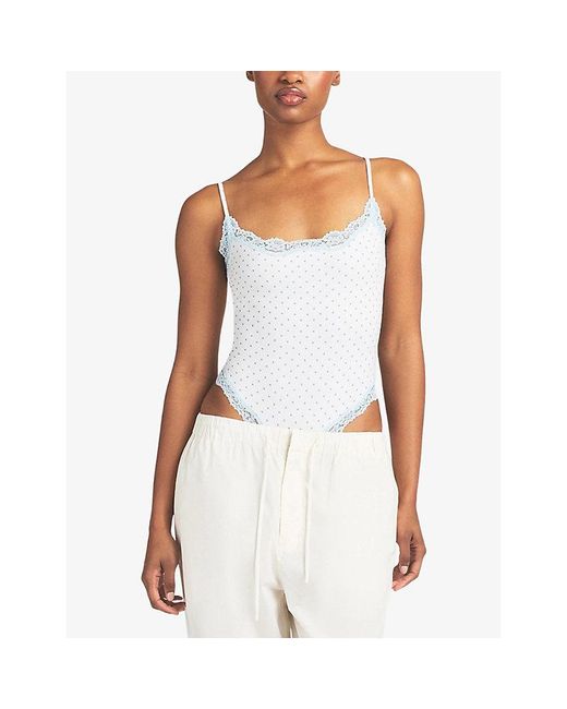 Skims White Fits Everybody Lace Cami Bodysuit