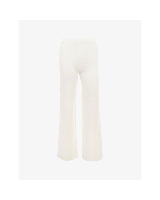 House Of Cb White Vanna Flared-hem Knitted Trousers