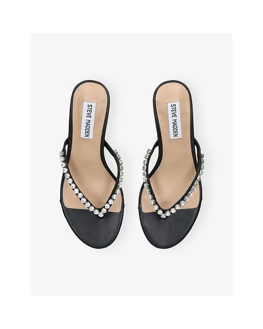 Steve Madden White Slater Heeled Faux-Leather Sandals