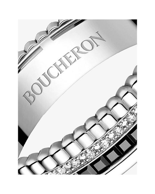 Boucheron Metallic Quatre Edition Xs 18Ct- Pvd And 0.13Ct Brilliant-Cut Diamond Ring