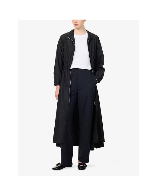 Kayanee Black City Cinched-Waist Soft-Shell Coat