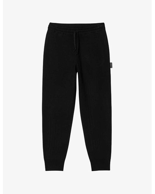 Sandro Black Logo-patch Regular-fit Stretch-woven jogging Bottoms for men