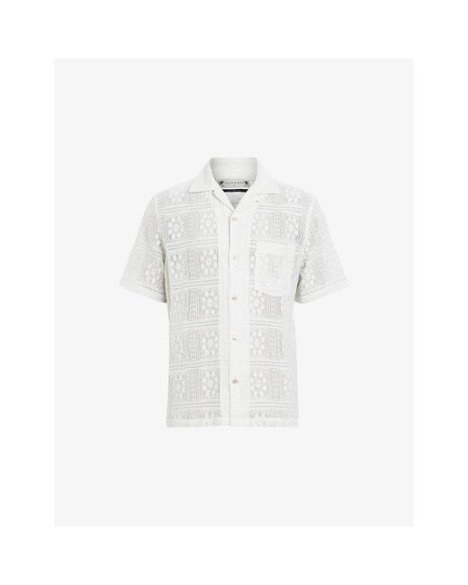 AllSaints White Caleta Relaxed-fit Embroidered Organic-cotton Shirt for men