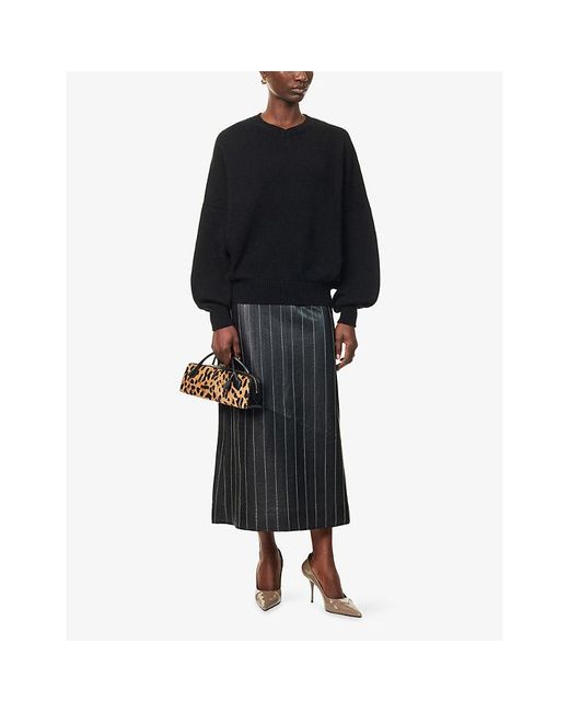 Khaite Black Wolfe V-Neck Cashmere Jumper