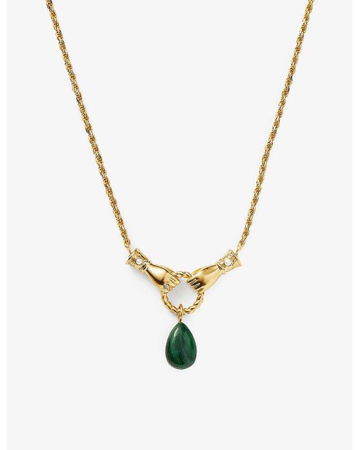 Missoma X Harris Reed In Good Hands 18ct Yellow -plated Vermeil Sterling-silver And Malachite