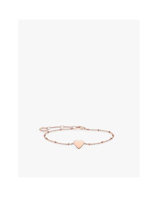 Thomas Sabo White Heart 18Ct Rose-Plated 925 Sterling- Chain Bracelet